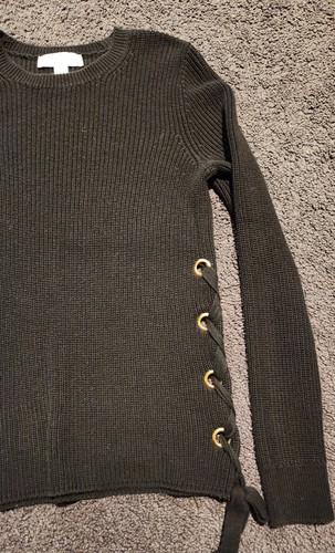 Michael Kors Black Sweater with Ties on Both Sides Size Small - Picture 3 of 10