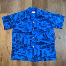 Mens Fashions of Hawaii Shirt Loop Collar Cotton Vintage 50s 60s Hawaiian Medium