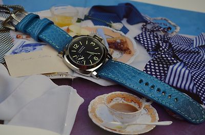 UHRENARMBAND 26 24 22 MM HELL BLAU ECHT STRAUSSENBEIN MA STRAP FÜR PANERAI ETC