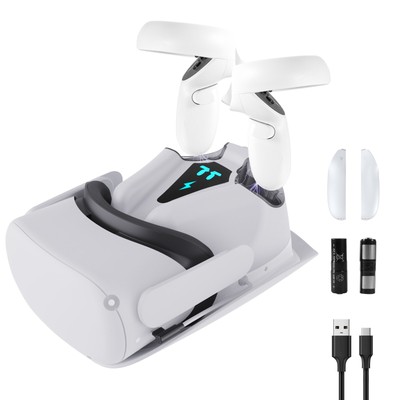 Charging Dock for Oculus Quest Controller Mount with 2 Rechargeable Batteries