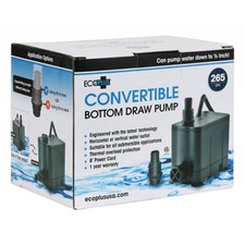 Ecoplus Convertible Bottom Draw Water Pump 265 GPH - submersible hydroponics