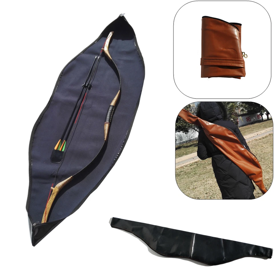 Traditional Long Bow Carry Bag - 60" Portable Universal Recurve Case Bag Leather - Image 2 of 4