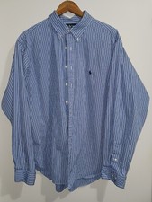 Ralph Lauren Shirt Mens Sz 18 Blue Striped 100 Cotton Classic Fit  1627 