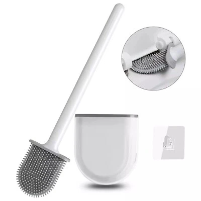 LIVE4GADGETS Upgraded Silicone Toilet Brushes with Toilet Brush Holder Soft Bathroom Cleaning