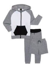 Athletic Works BCI AW 3 Pc Active Set Boys. Size L 10-12 White  Gray Color