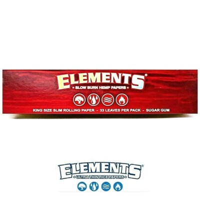 Elements King Size Rolling Papers Red Slim *Discounts* FREE USA Shipping!