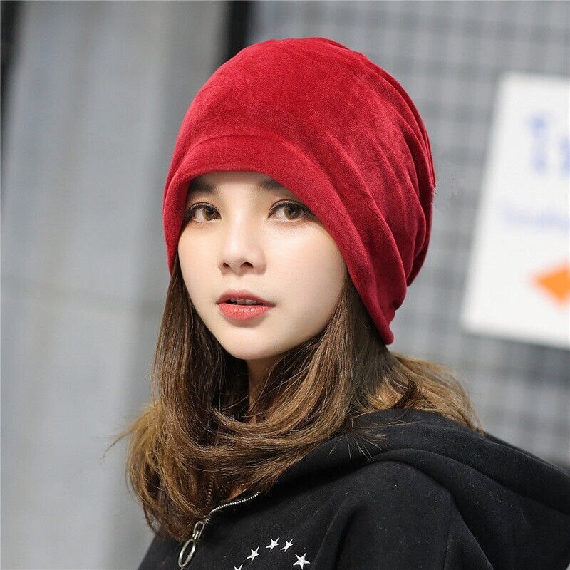 Velvet Winter Beanie Cap Warm Hat Knit Plain Ski Skull Cuff  display picture 2