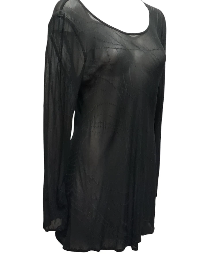 Туника женская Ghost England средняя прозрачная ведьминская богемная с гравировкой капризная топ черная - Изображение 2 из 4