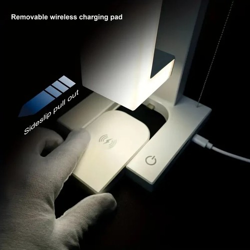 Modern Square Dimmable Touch Control LED Desk Lamp/ Removable Wireless Charging - Picture 10 of 14