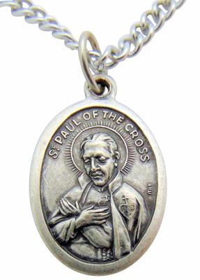 St Paul of The Cross Medal 1/2 Inch Metal Saint Pendant w/ 24 Inch ...