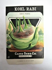 *Original* KOHL RABI Early Purple CARD SEED CO. Packet 1920's Fredonia NY