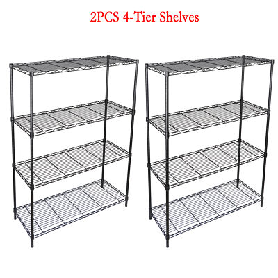 2PCS 4-Shelf Heavy Duty Storage Wire Shelving Unit Kitchen Garage Rack Shelves 