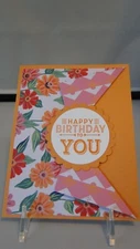 Stampin Up Card Kit Set Of 4 "Happy Birthday" cards #14b peekaboo Peach