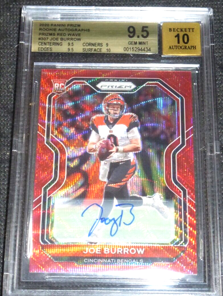 2020 Panini Prizm Joe Burrow #307 Red Wave RC Auto #d 9/149
