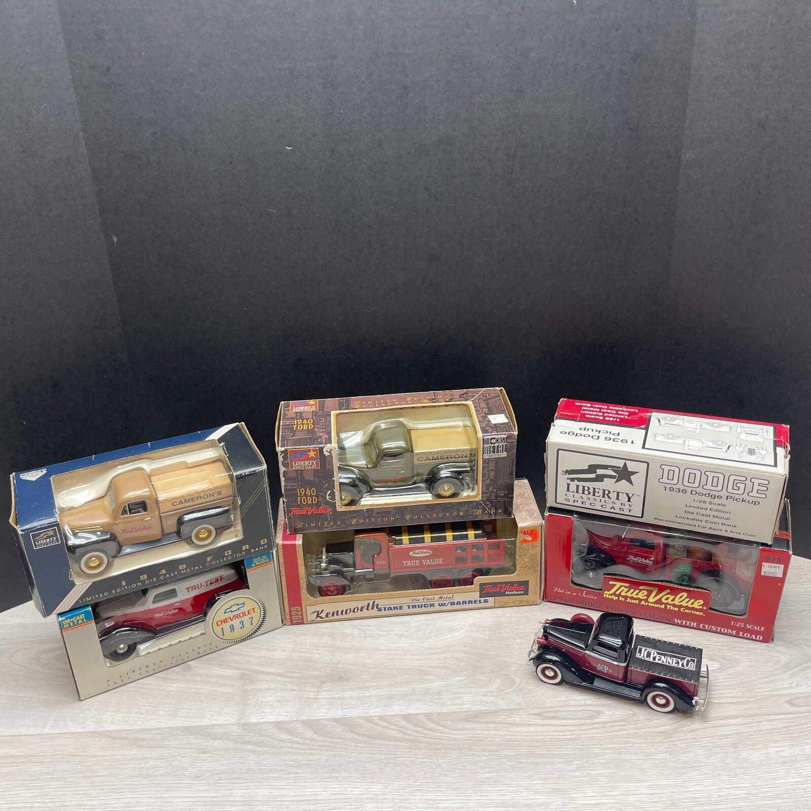 LOT of 6 TRUE VALUE Hardware Diecast Delivery Trucks Coin Banks Pickup Liberty