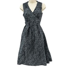 GAP Maternity Wrap Dress Grey White Animal Print Sleeveless Knee Length Size S