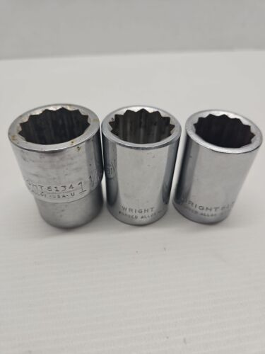 3pc. Lot Of WRIGHT TOOLS 3/4" DRIVE 12-POINT USA 1-1/16", 1", 15/16" Sockets  - Picture 1 of 8