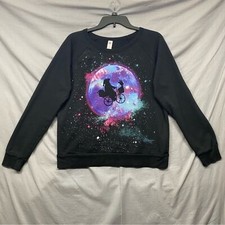 Christmas Sweater Santa ET Crew Neck Black kids Size  15-17 XL 