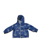 Cat Jack Boys 12Mth Hooded Raincoat Blue Lined Long Sleeve Zip Pockets