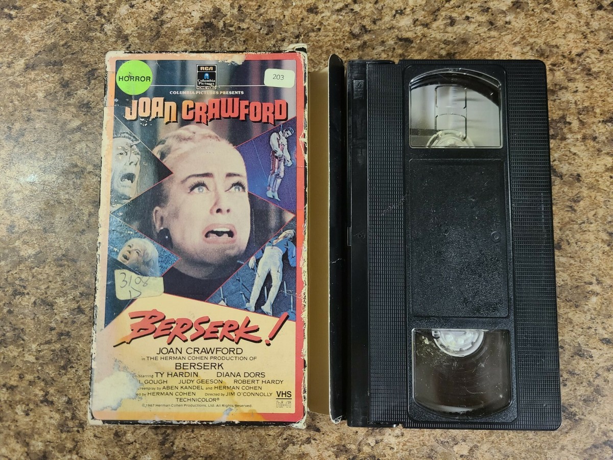 1967, BERSERK, (1987, VHS), JOAN CRAWFORD, TY HARDIN, Columbia
