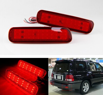 Red Lens LED Bumper Reflector Tail Brake Stop Light DRL For LX470 Land Cruiser