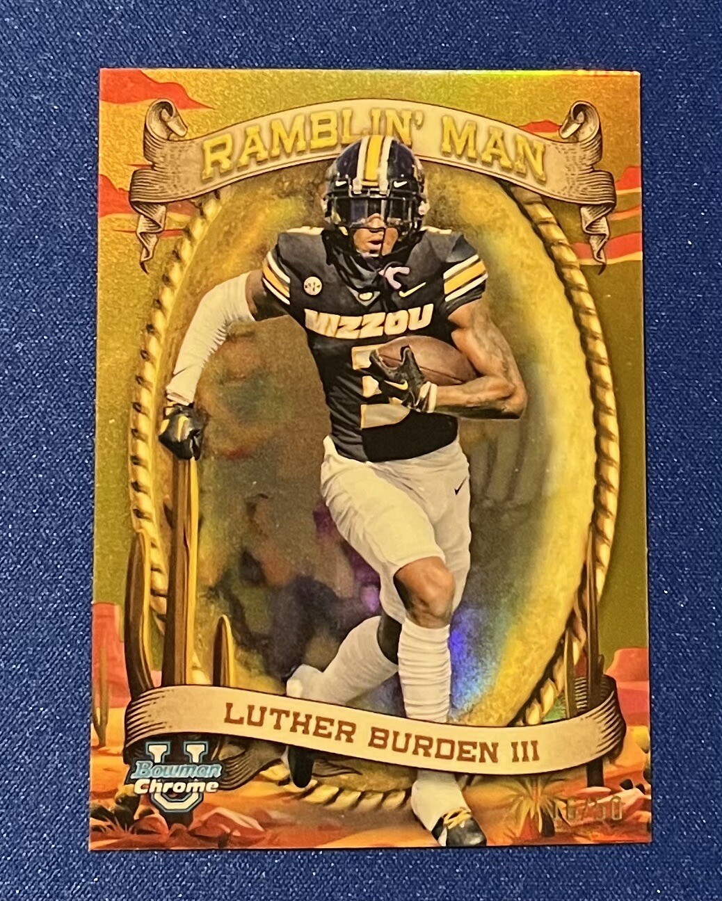 2024 Bowman Chrome University Luther Burden Ramblin Man Gold Refractor #16/50