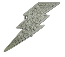 New Lightning Bolt Belt Buckle Ice Style Flash Silver Metal Rhinestone Men Women