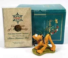 WDCC Disney ~ Pluto Christmas Tree Ornament ~ Pluto Helps Decorate 1996 COA