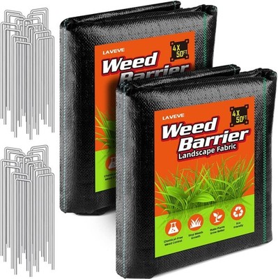 4FT x 100FT Weed Barrier Landscape Fabric, 3.2oz Premium Heavy Duty Garden Cl...