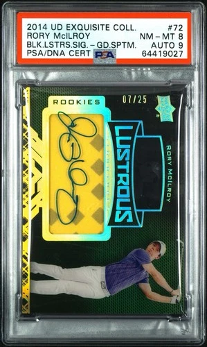 2014 Upper Deck Exquisite Patch Autograph Rory McIlroy /25 PSA 8 Gold Spectrum