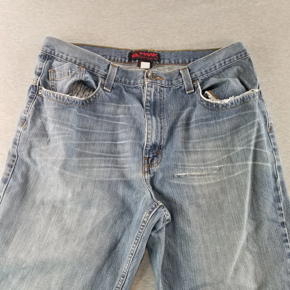 Pantalones de mezclilla Hawk para hombre talla 36X32 años 2000 de colección Y2K lavado medio Normcore núcleo de trabajo duradero bonitos Foto 2 de 4