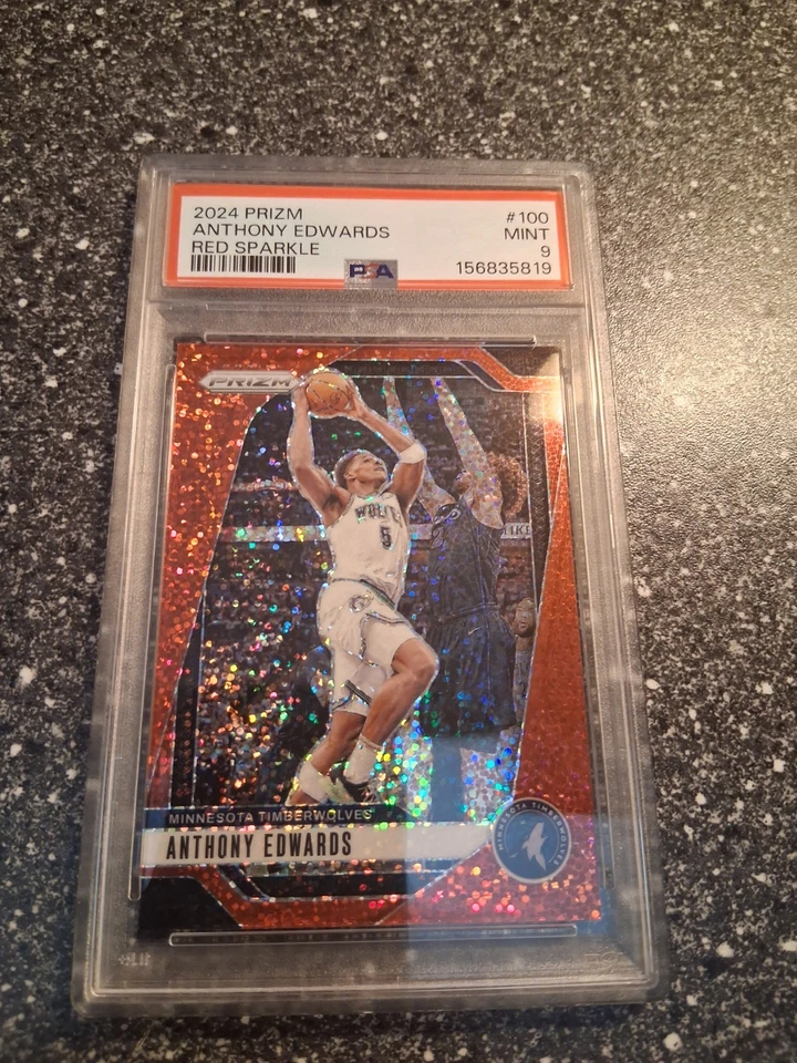 Panini NBA Prizm 24 25 Anthony Edwards Red Sparkle, PSA 9, Timberwolves - Bild 1 von 1