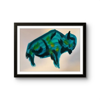 BPR Studio Original Bull  14x11 Abstract Expressionist Painting Paper 