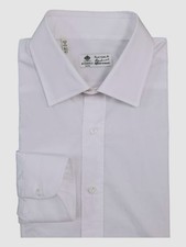 Luigi Borrelli Men's White Long-Sleeve Button-Down Dress Shirt Size 42/16.5