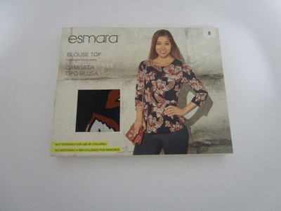 Esmara Ladies Blouse Top Tunic size 8 Brown Multi Floral Polyester Size 8 NWT