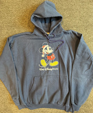 VTG 90  s Walt Disney World Mickey Mouse Logo Hoodie Sweatshirt Sz XL Navy Blue