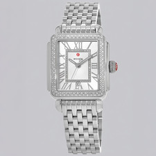 Michele Deco Madison Steel Diamonds With  Silver Sunray Diamond Dial Lady Watch