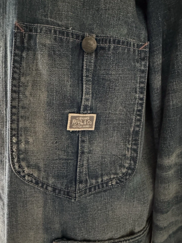 Double RL RRL Engineers Chore Jacket indigo Denim Size Large - Image 3 of 4