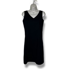 Vintage Y2K Gap Classic Black Sleeveless Sheath Dress V Neck Women 4 Casual Work