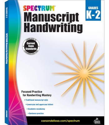 Spectrum Manuscript Handwriting Kindergarten to 2nd Grade Workbooks, Vocabul...