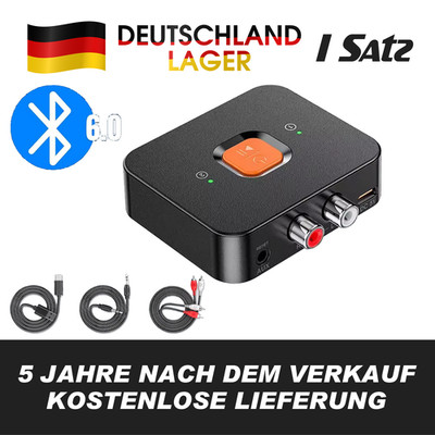Bluetooth 6.0 Empfänger Wireless Audio HiFi Musik Stereo 3,5mm AUX RCA Adapter