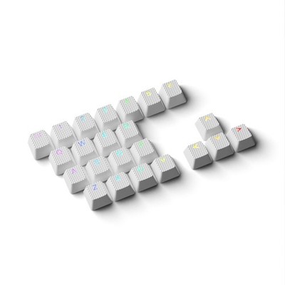 White Rubber AntiSlip Texture Doubleshot Backlit OEM Profile Keycaps 23 Pcs