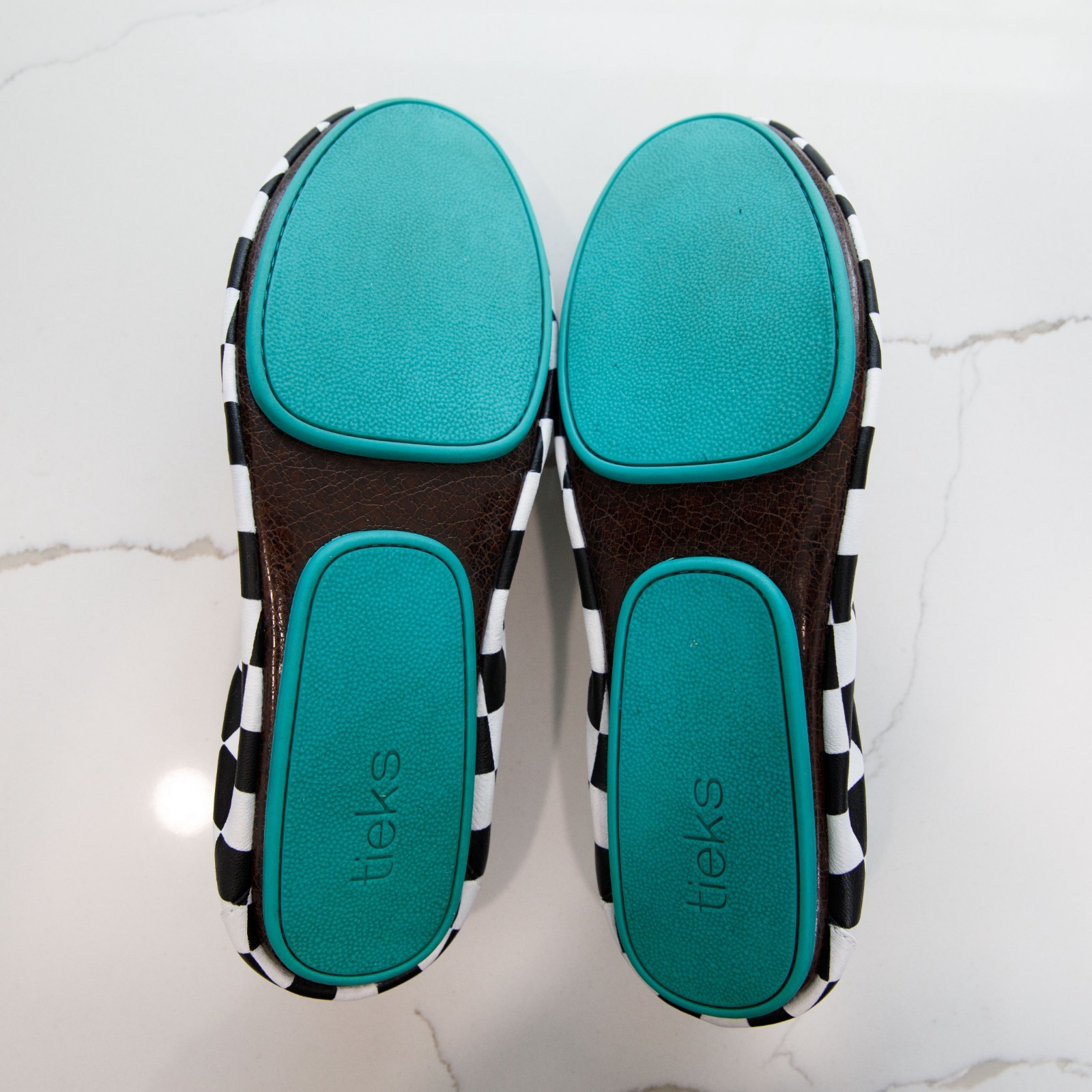Size 10 Custom Hand-painted Tieks "Black & White Check" image 7