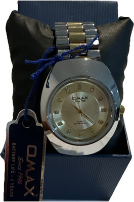 OMAX Quartz Gold Dial Analog Watch w/ Diamond-like Markers Metal Band  *NEW