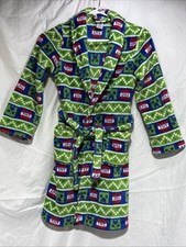 Minecraft Creeper and TNT Block Boy's Soft Green Print Bathrobe, Size 12