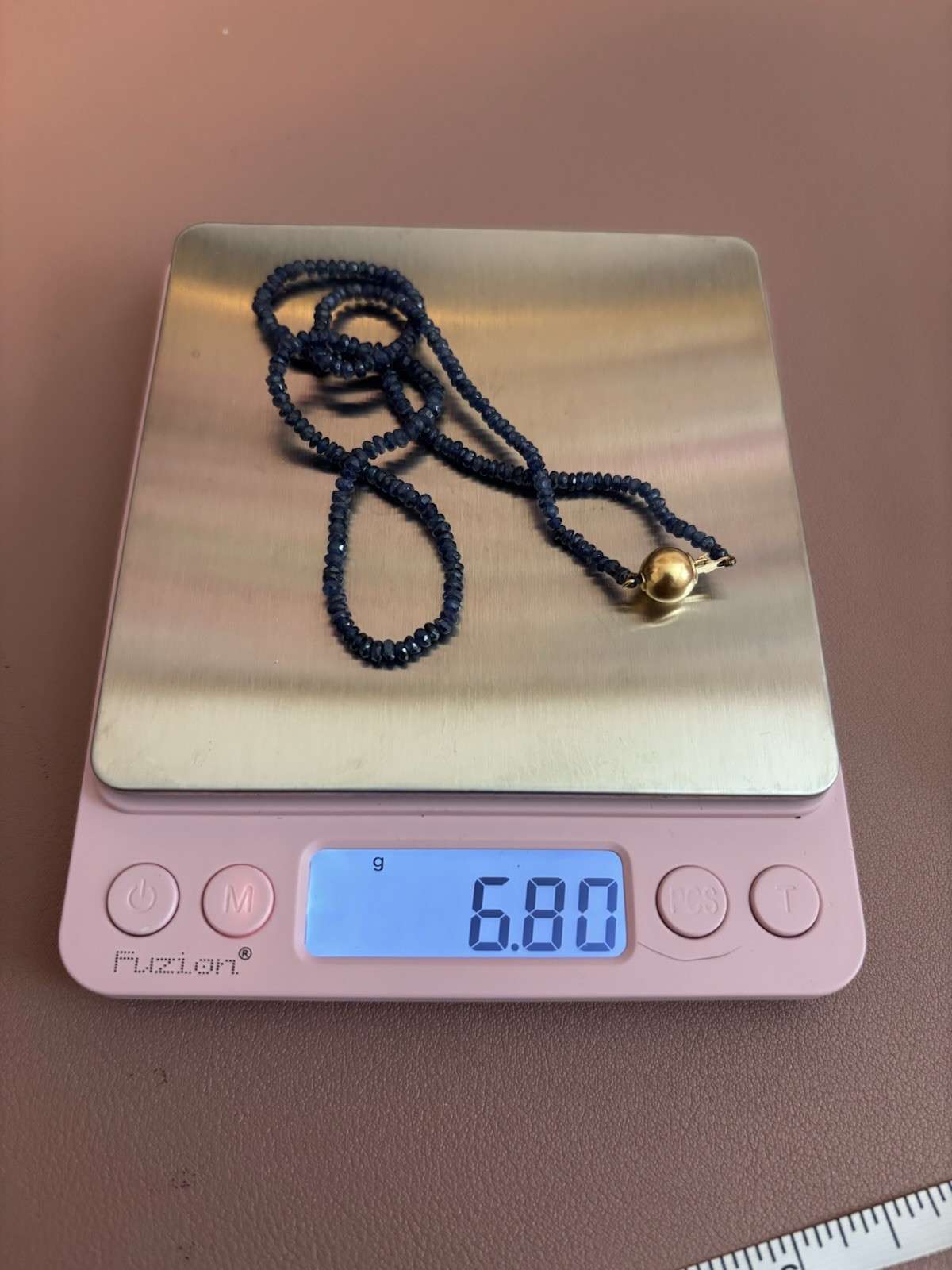 18k Yellow Gold Sapphire Beaded Necklace