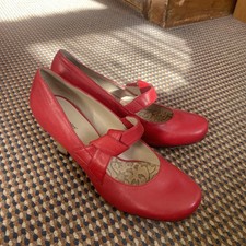 Womans Red Leather Hush Puppies Heels size 9 UK Strap