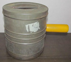 OLD SIFTER w Yellow Handle WHIMSY Chic Shabby Vintage Cottage 1922 Ullrich Tin — photo 1