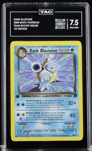 Dark Blastoise 20/82 Team Rocket 1st Edition Tag 7.5 (Fresh Grade)