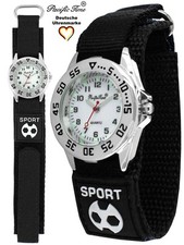 Armbanduhr Kinder Jungen Fussball Kinderuhr Sport Leuchtzeiger Lernuhr schwarz